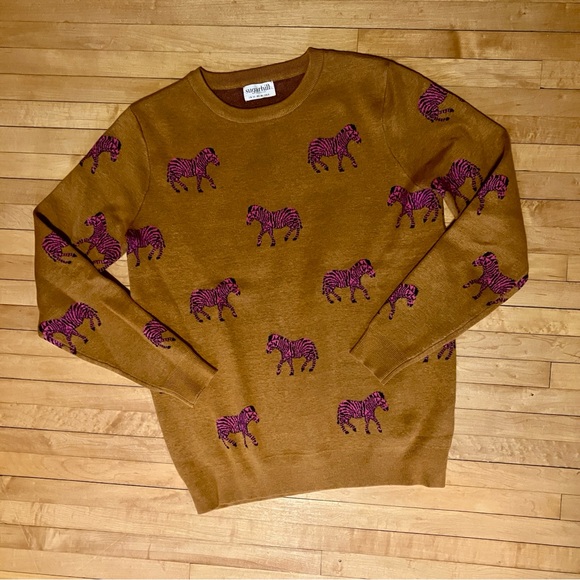 Sugarhill Brighton Lizzie sweater with hot pink zebras (EUC) - Picture 3 of 6